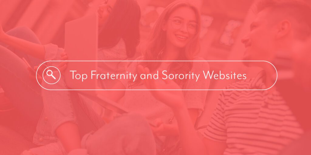 search bar over image of college friends with a laptop
