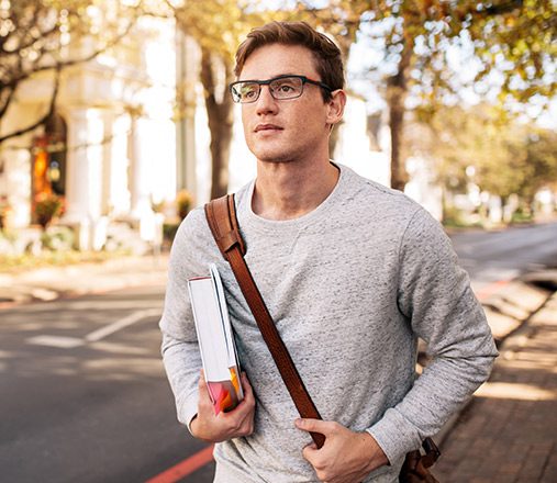 Brother holding books