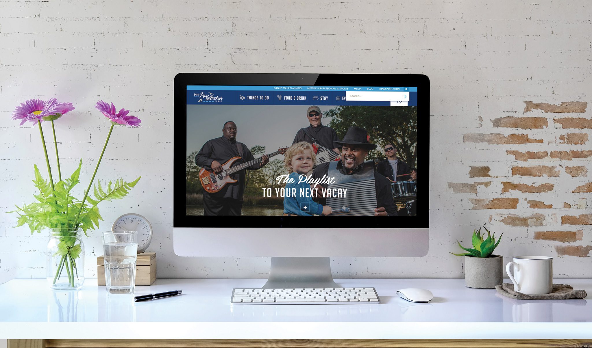 homepage design on Desktop computer mockup