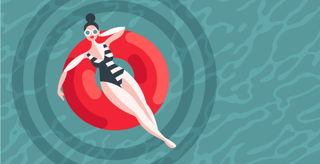 Woman floating in a tube on the water