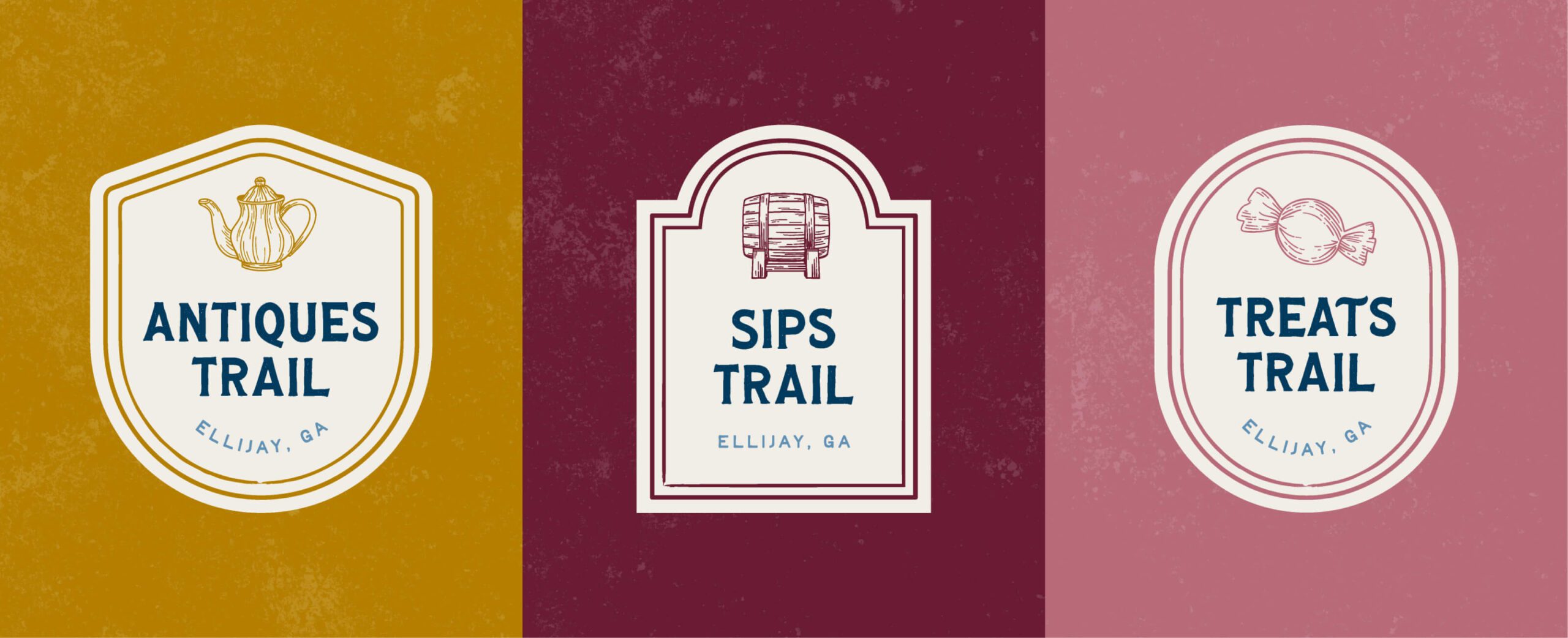Three logos for Ellijay's three trails