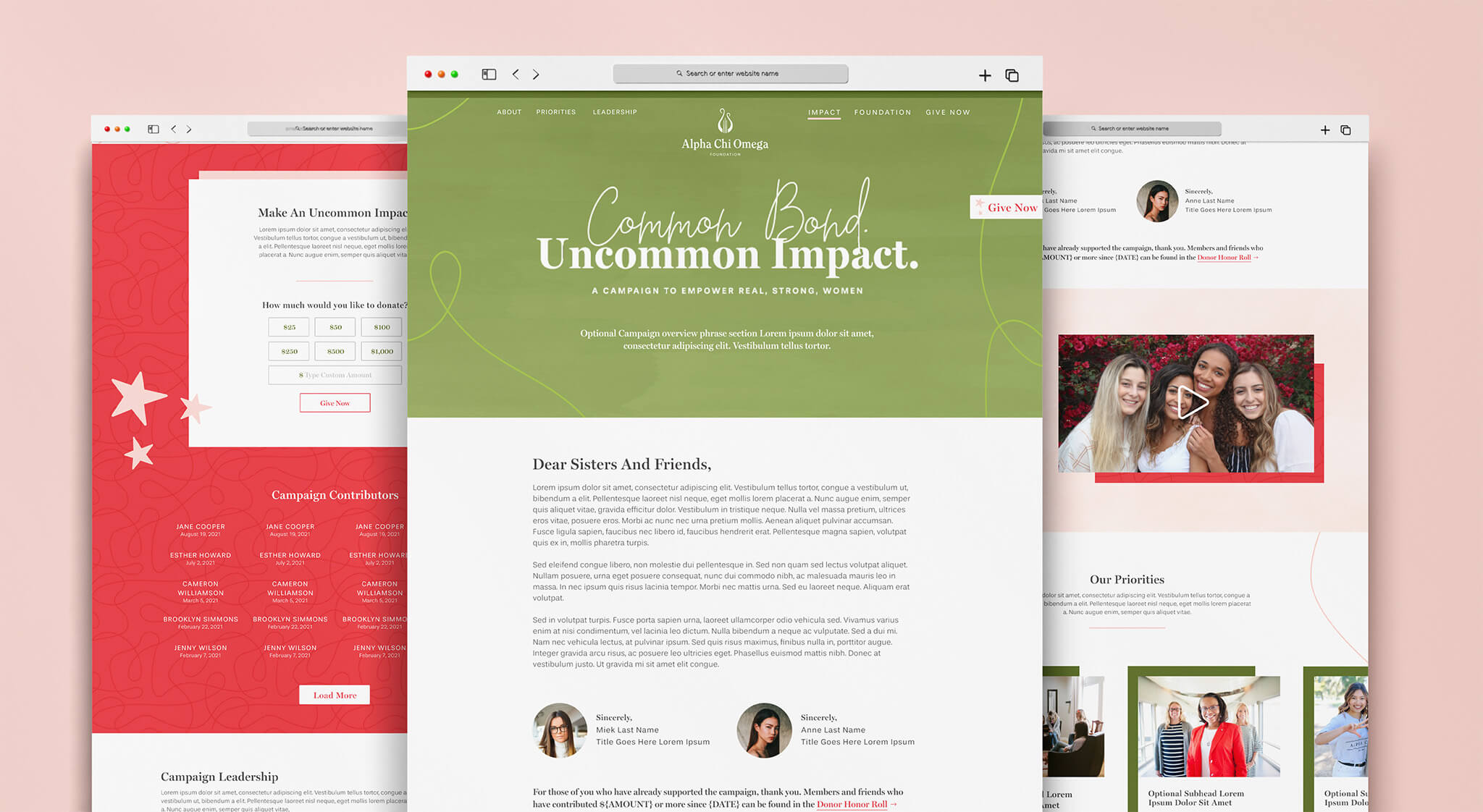 Alpha Chi Omega Uncommon Campaign Microsite Design