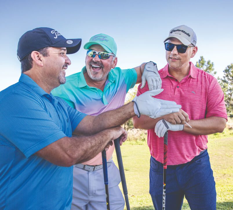 Golfers laughing