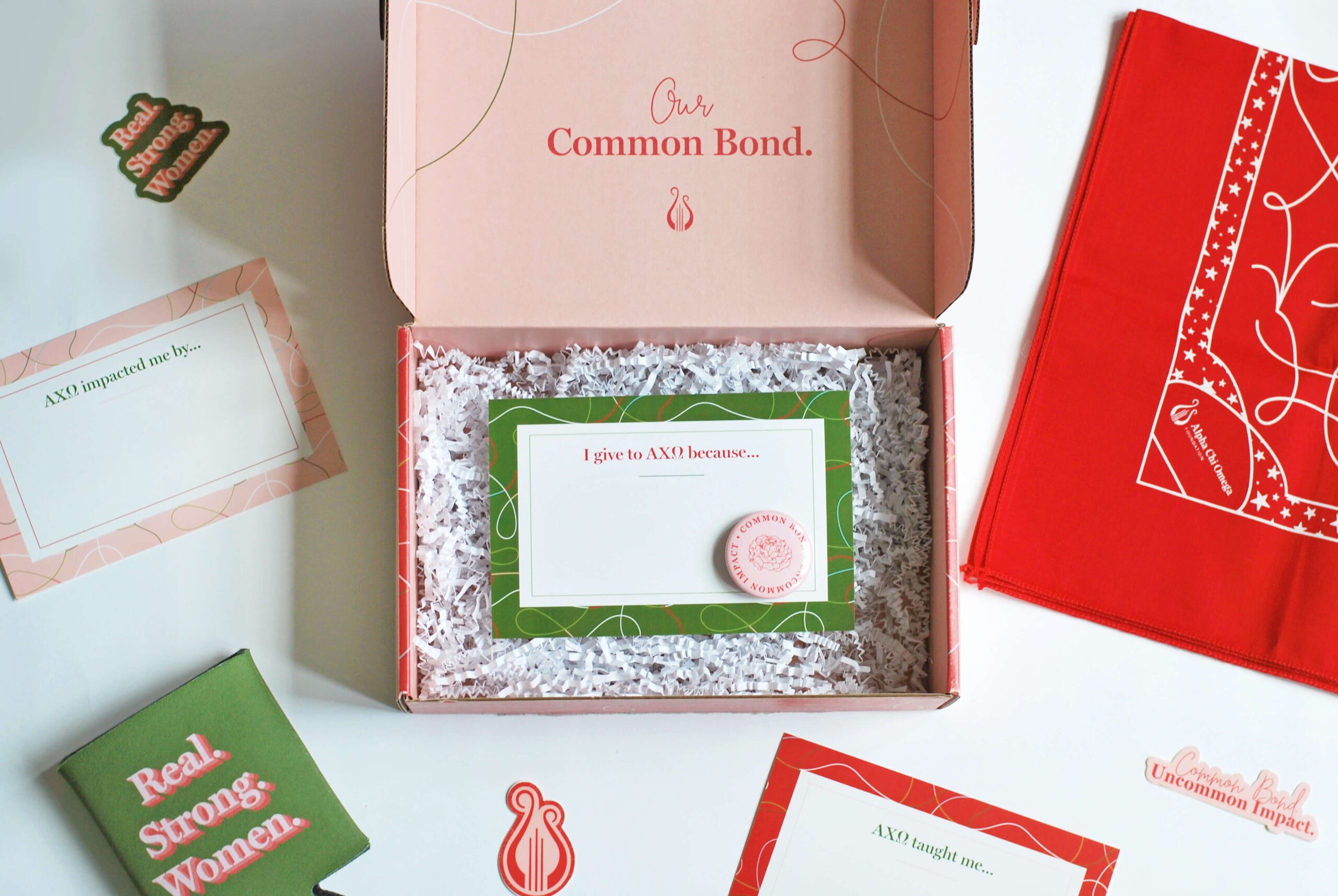 Alpha Chi Omega Uncommon Campaign influencer box and contents
