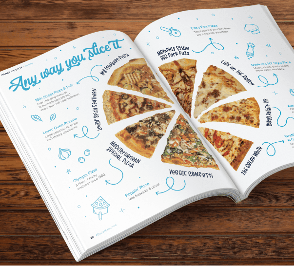 Henry County Visitors Guide - Interior Pizza Spread Design