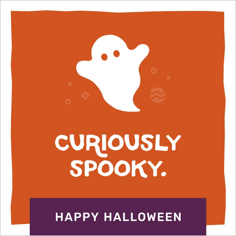 Happy Halloween social post with ghost
