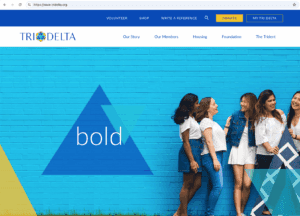 screenshot of Tri Delta Sorority's website homepage