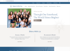 Screenshot of Sigma Delta Tau Sorority's homepage