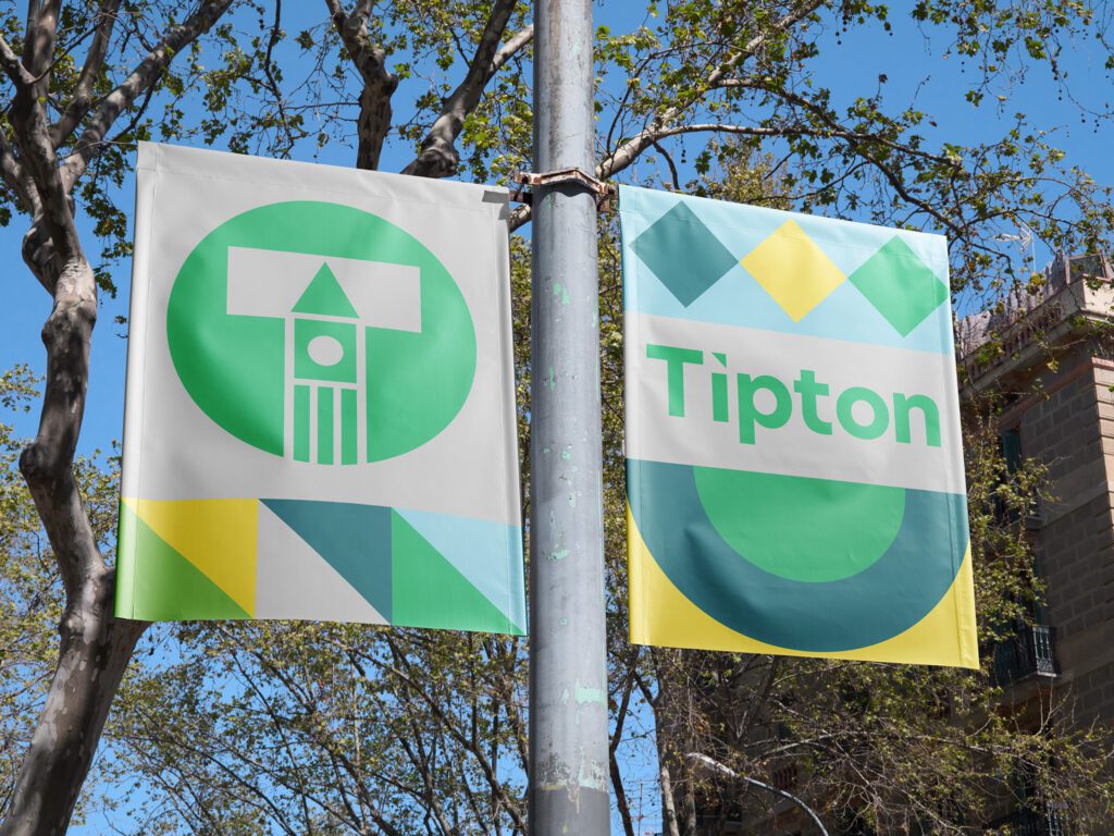 Patterned street banners with Tipton brand