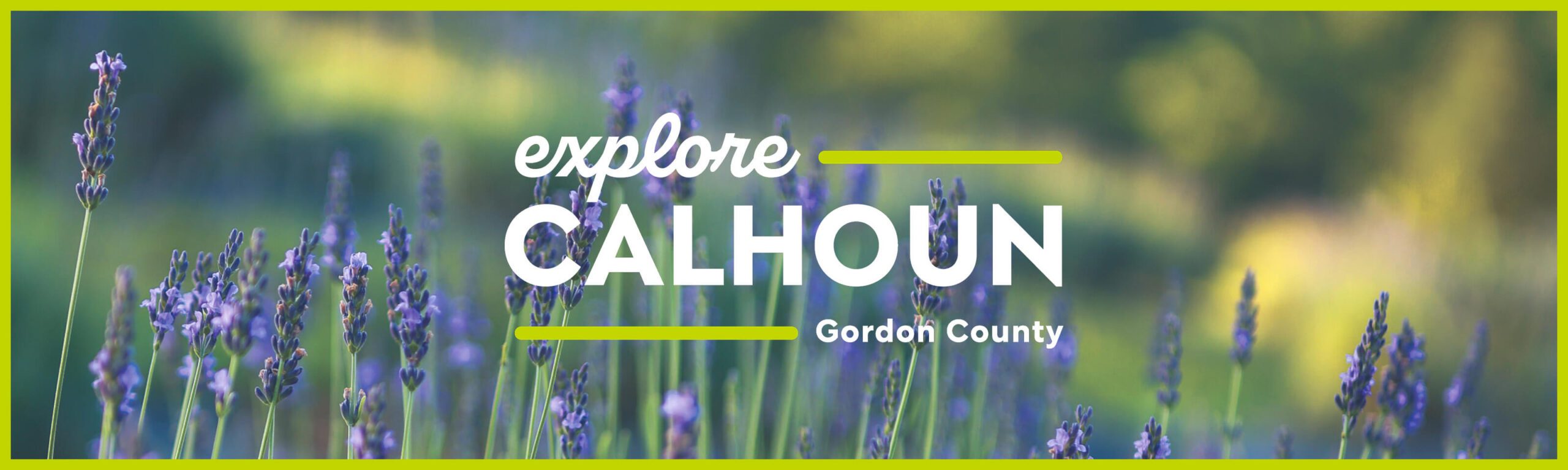 Explore Calhoun logo over lavender flowers